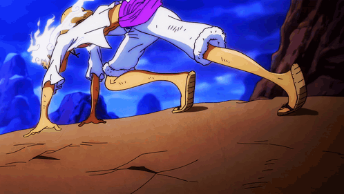 A Cartoon Drawing Of A Person 'S Legs With A Blue Sky Behind Them GIF