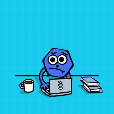 A Cartoon Drawing Of A Person Sitting At A Desk With A Laptop GIF