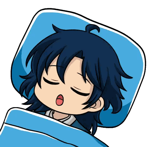 A Cartoon Drawing Of A Person Sleeping In A Bed Sticker