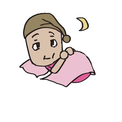 A Cartoon Drawing Of A Person Sleeping With A Crescent Moon Behind Them Sticker
