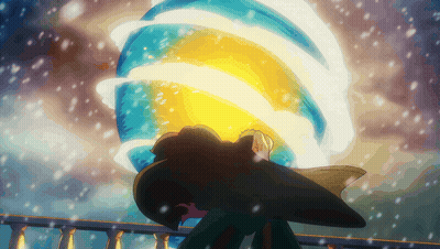 A Cartoon Drawing Of A Person Standing In Front Of A Glowing Ball GIF