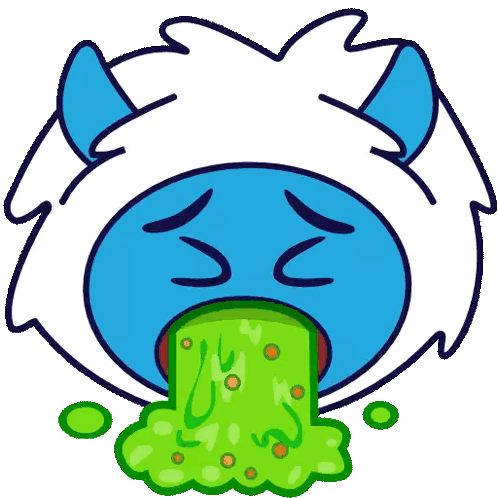 A Cartoon Drawing Of A Person Vomiting Green Liquid Out Of Their Mouth Sticker