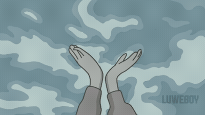 A Cartoon Drawing Of A Person Wearing Gloves With The Word Luweboy On The Bottom GIF