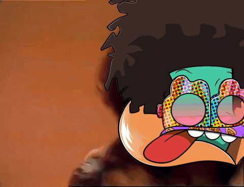 A Cartoon Drawing Of A Person Wearing Sunglasses With A Tongue Out GIF