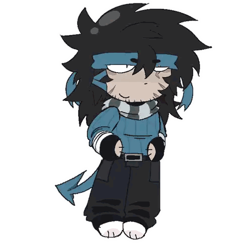 A Cartoon Drawing Of A Person With A Beard Wearing A Blue Shirt And Black Pants Sticker