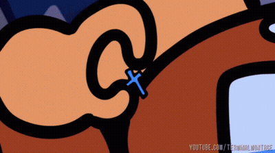 A Cartoon Drawing Of A Person With A Cross In Their Ear And Youtube.com/terminalworkface At The Bottom GIF