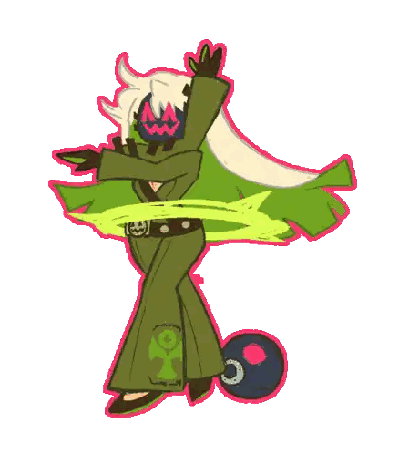A Cartoon Drawing Of A Person With A Green Sword Sticker