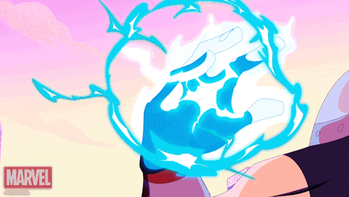 A Cartoon Drawing Of A Person With A Marvel Logo On The Bottom GIF