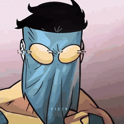 A Cartoon Drawing Of A Person With A Mask On Their Face And The Letters Tizzy Below It GIF