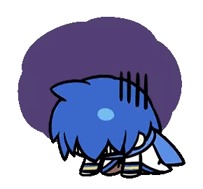 A Cartoon Drawing Of A Person With A Purple Circle In The Background Sticker