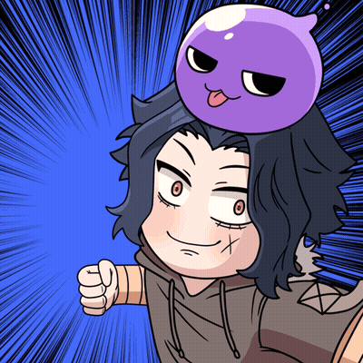 A Cartoon Drawing Of A Person With A Purple Monster On Their Head GIF
