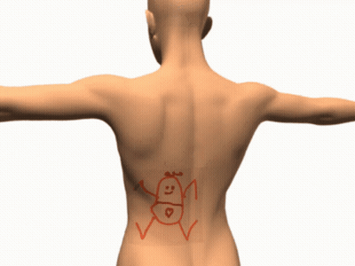 A Cartoon Drawing Of A Person With A Smiley Face Drawn On Their Back GIF