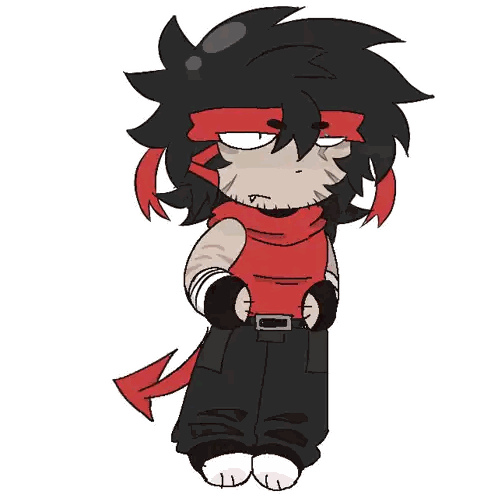 A Cartoon Drawing Of A Person With Black Hair And A Red Shirt Sticker