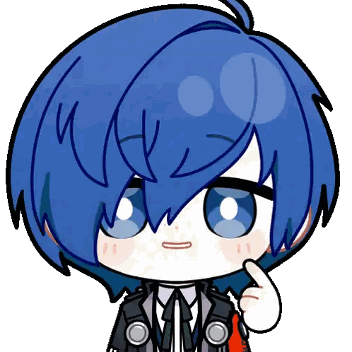 A Cartoon Drawing Of A Person With Blue Hair And Blue Eyes Sticker