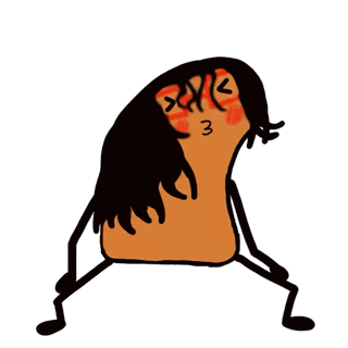 A Cartoon Drawing Of A Person With Long Hair And Arms GIF