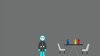 A Cartoon Drawing Of A Person With Sunglasses And A Pepsi Can In The Background GIF