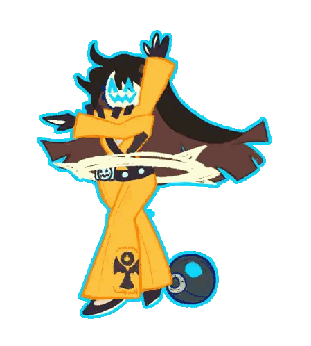 A Cartoon Drawing Of A Person With The Letter O On Their Waist Sticker