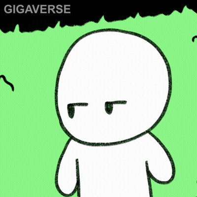 A Cartoon Drawing Of A Person With The Word Gigaverse On The Bottom GIF