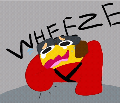 A Cartoon Drawing Of A Person With The Word Wheeze Written On It GIF