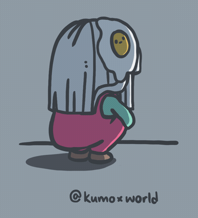 A Cartoon Drawing Of A Person With The Words Kumo X World Written Below It GIF