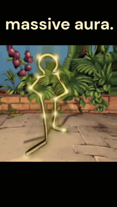 A Cartoon Drawing Of A Person With The Words Massive Aura On The Bottom GIF