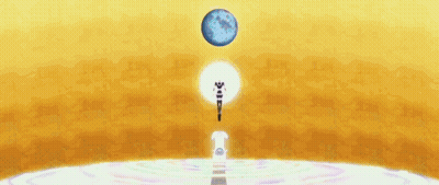 A Cartoon Drawing Of A Person With Wings And A Blue Planet . GIF
