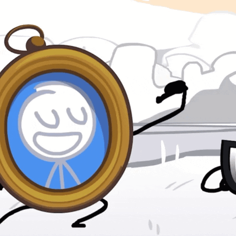A Cartoon Drawing Of A Picture Frame With A Stick Figure Inside GIF