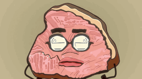Cartoon Meat With Glasses And Face GIF