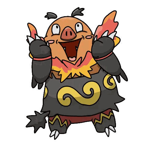 A Cartoon Drawing Of A Pig Wearing A Black And Orange Outfit Sticker