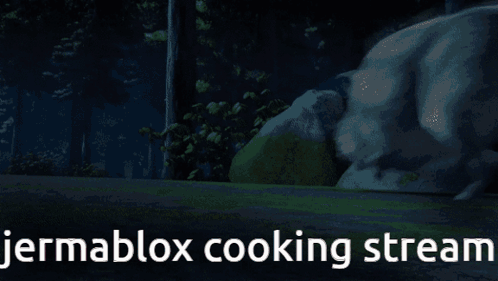 A Cartoon Drawing Of A Pig With The Words Jermablox Cooking Stream Below It GIF