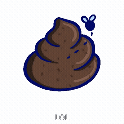 A Cartoon Drawing Of A Pile Of Poop With A Fly Next To It And The Word Lol Below It GIF