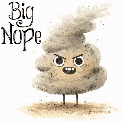 A Cartoon Drawing Of A Pile Of Poop With Big Nope Written On The Bottom GIF