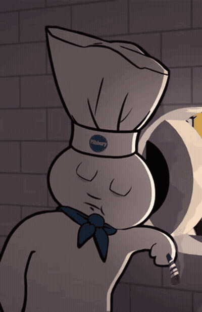 A Cartoon Drawing Of A Pillsbury Bunny With His Eyes Closed GIF