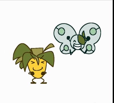 A Cartoon Drawing Of A Pineapple And A Butterfly With Wings GIF