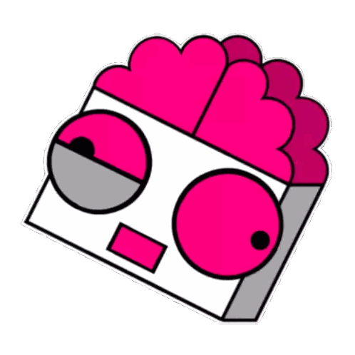 A Cartoon Drawing Of A Pink And White Object With Circles And A Square On A White Background . Sticker