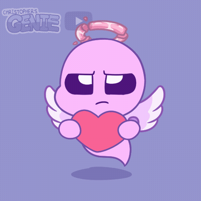 A Cartoon Drawing Of A Pink Angel With The Name Christopher 'S Genie Above It GIF
