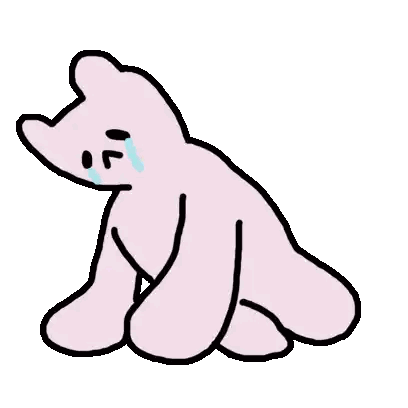 A Cartoon Drawing Of A Pink Bear Crying With Tears Coming Out Of Its Eyes Sticker