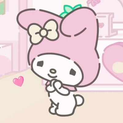A Cartoon Drawing Of A Pink Bunny With A Bow On Her Head GIF