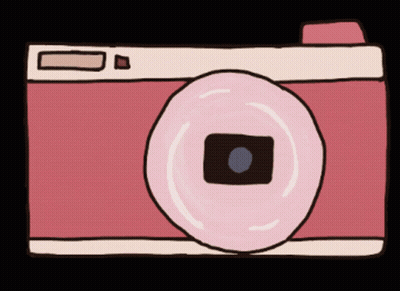 A Cartoon Drawing Of A Pink Camera With A Black Lens GIF