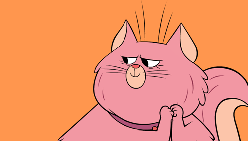 A Cartoon Drawing Of A Pink Cat With A Collar On GIF
