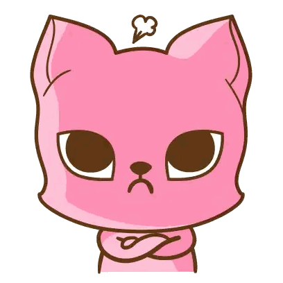 A Cartoon Drawing Of A Pink Cat With An Angry Look On Its Face Sticker