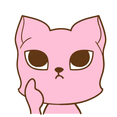 A Cartoon Drawing Of A Pink Cat With Big Eyes Sticker