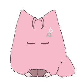 A Cartoon Drawing Of A Pink Cat With Big Eyes Sticker