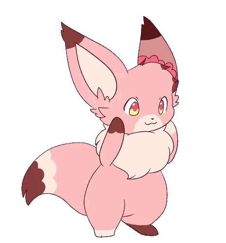 A Cartoon Drawing Of A Pink Fox With Brown Ears Sticker