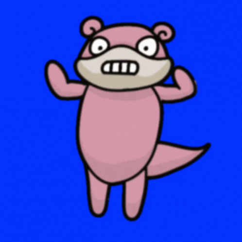 A Cartoon Drawing Of A Pink Opossum With A Big Mouth GIF