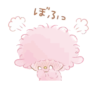 A Cartoon Drawing Of A Pink Sheep With A Big Pink Afro Sticker