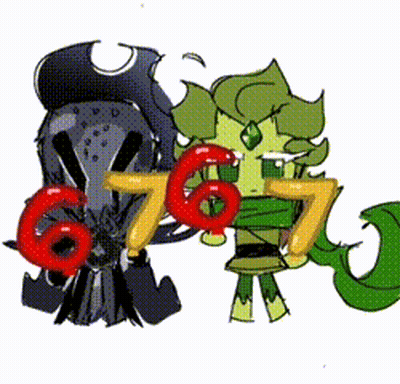 A Cartoon Drawing Of A Pirate And A Green Monster Holding Numbers GIF
