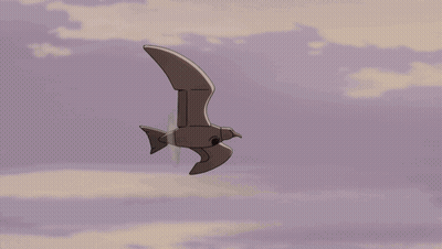 A Cartoon Drawing Of A Plane With A Bird 'S Face On It GIF