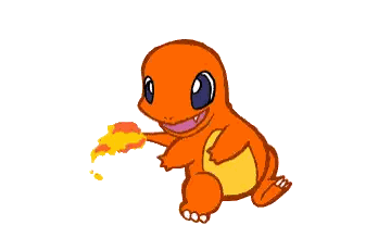A Cartoon Drawing Of A Pokemon With A Fire Tail Sticker