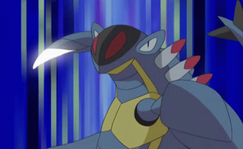 A Cartoon Drawing Of A Pokemon With A Sword In Its Mouth GIF